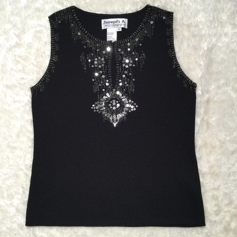 ๐2xHP!๐ VINTAGE | Joseph A. | Exquisite Beaded Sequin Sleeveless Top - Picture 11 of 15